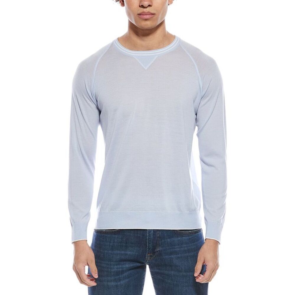 Eleventy Mens  Wool Round Neck Raglan Sweater